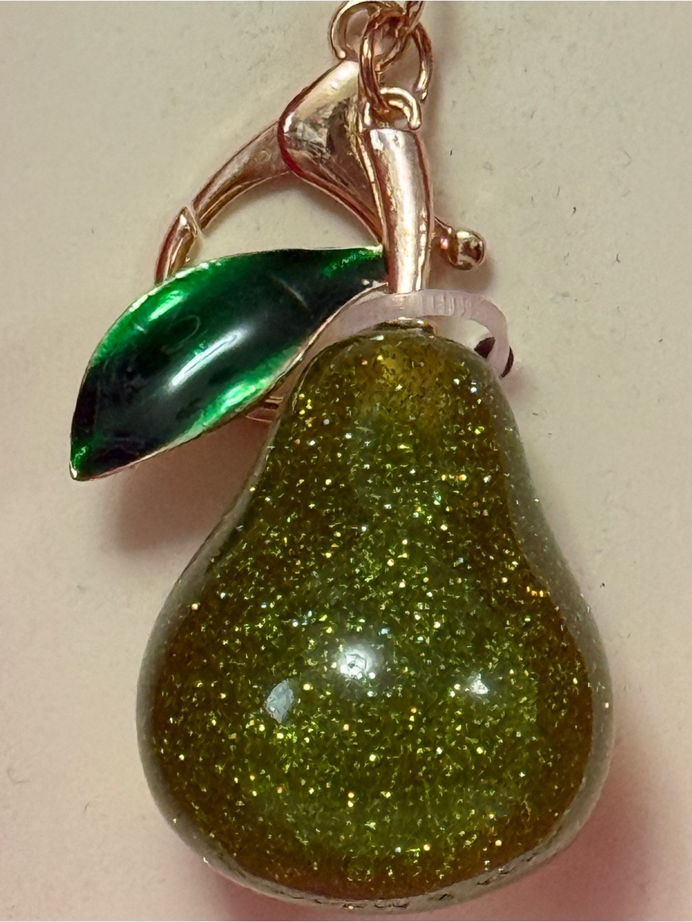 nOir Glitter Green Pear Bag Charm & Keychain - Picture 4 of 5
